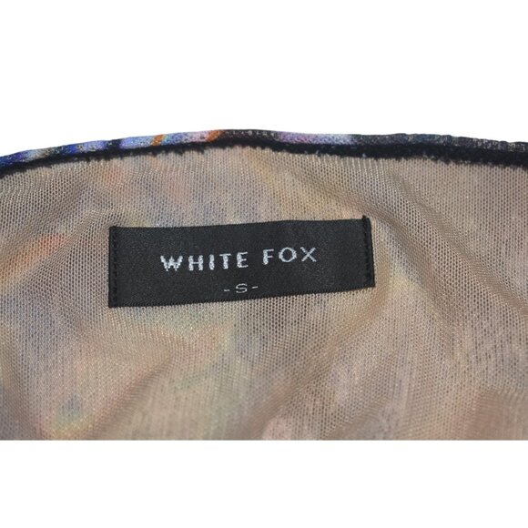 White Fox Butterfly Print Stretch Mesh Lace Mini Skirt S - Picture 5 of 9